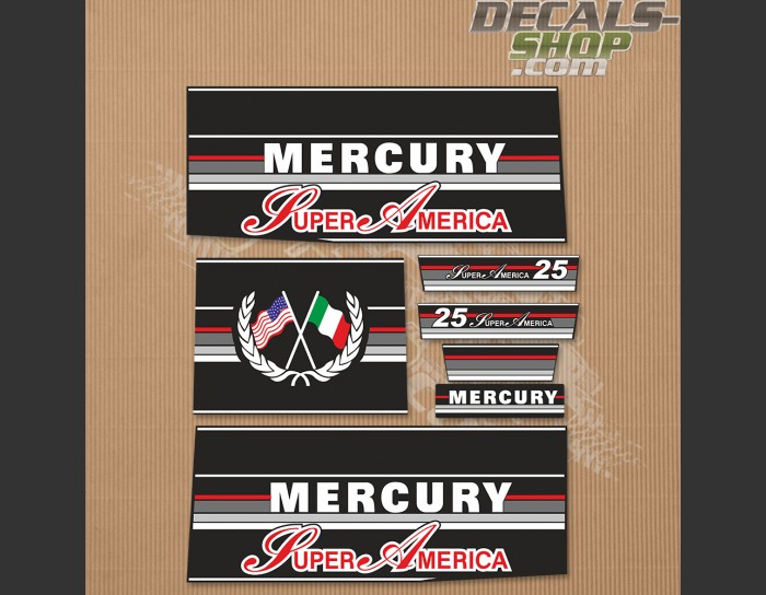 Mercury 25HP Super America Two Stroke Outboard Decal Kit